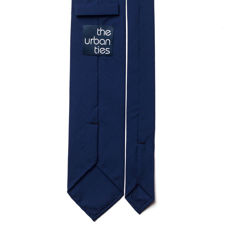 SOLID WOOL/SILK TIE - NAVY