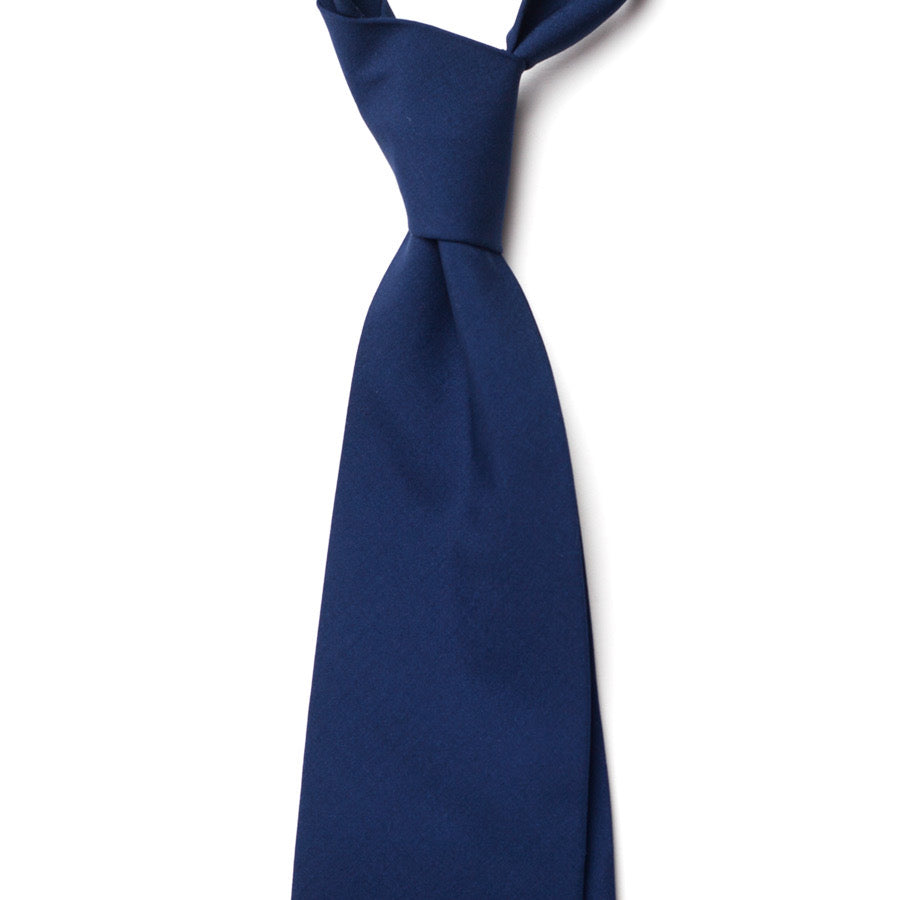 SOLID WOOL/SILK TIE - NAVY