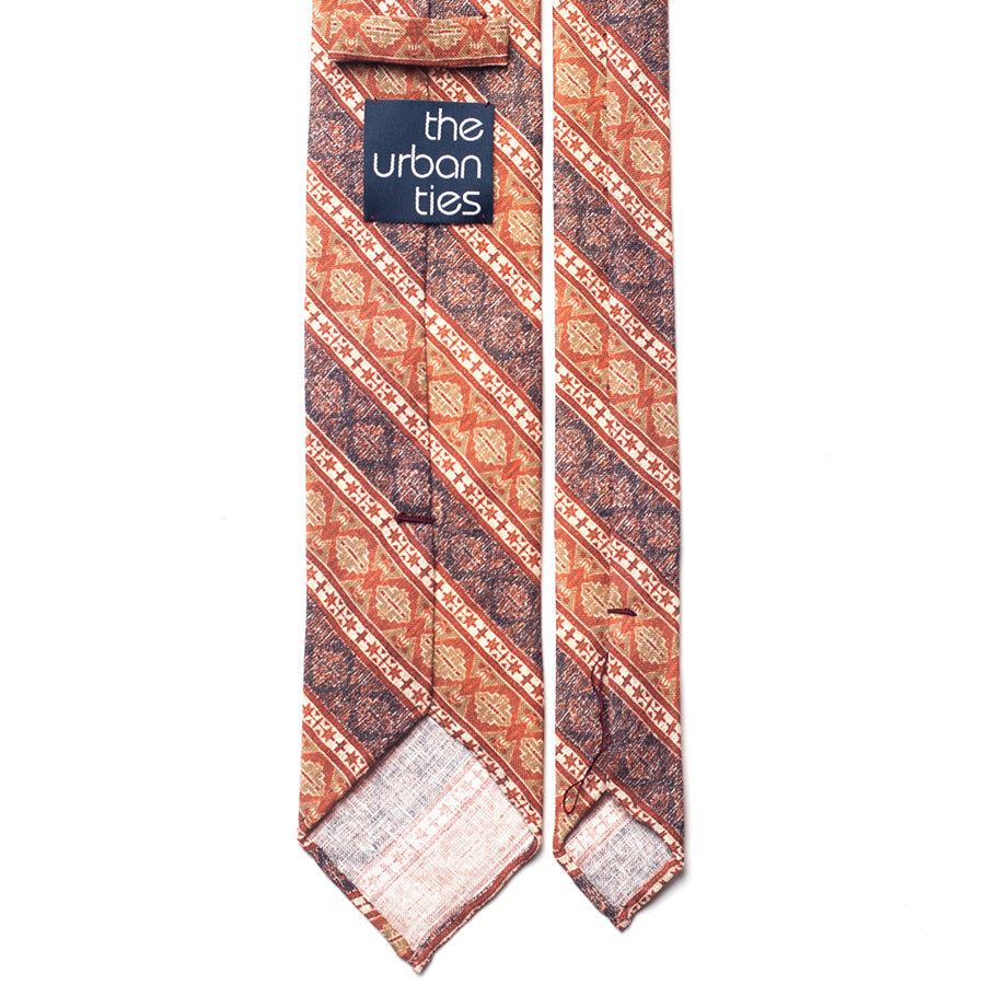 GEOMETRIC MOTIF LINEN TIE