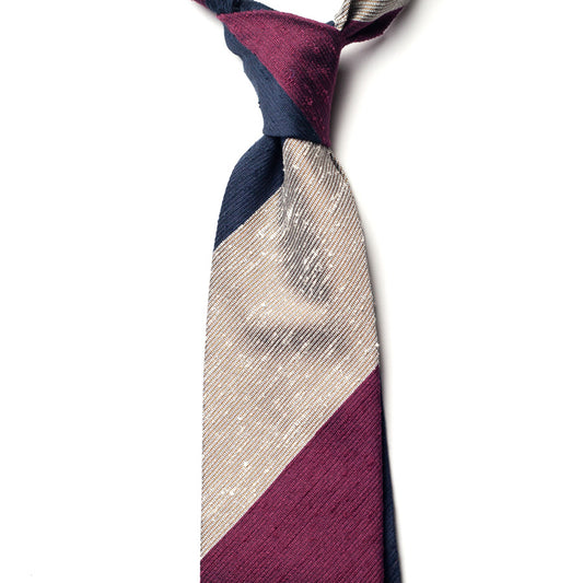 BLOCK STRIPE SHANTUNG SILK TIE