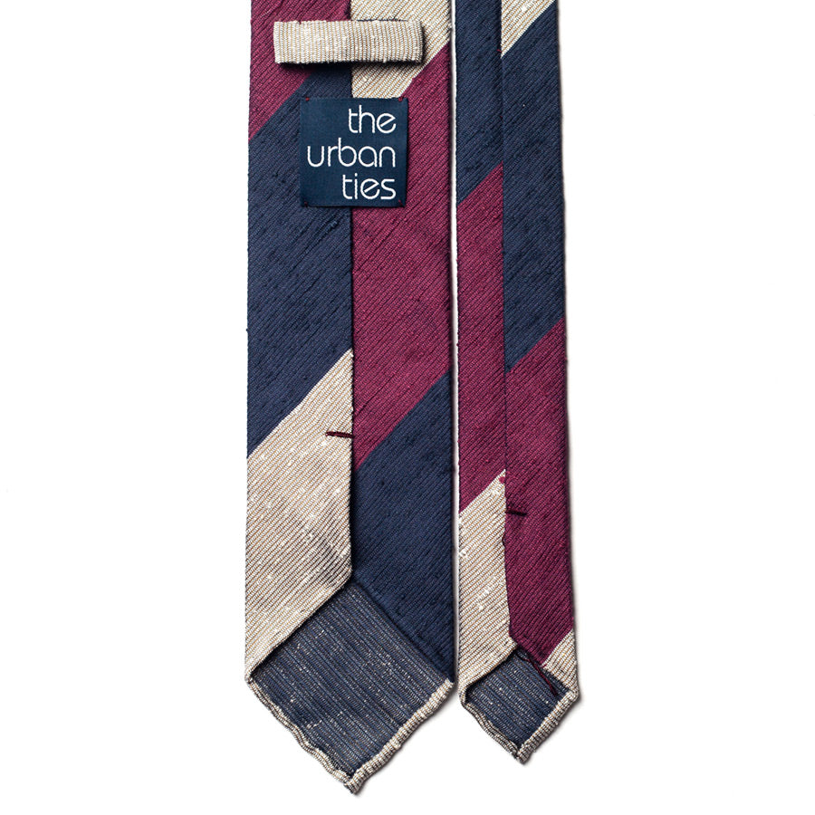 BLOCK STRIPE SHANTUNG SILK TIE