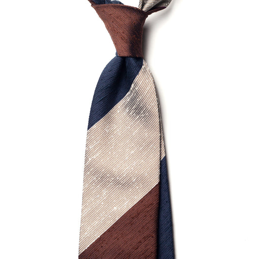 BLOCK STRIPE SHANTUNG SILK TIE