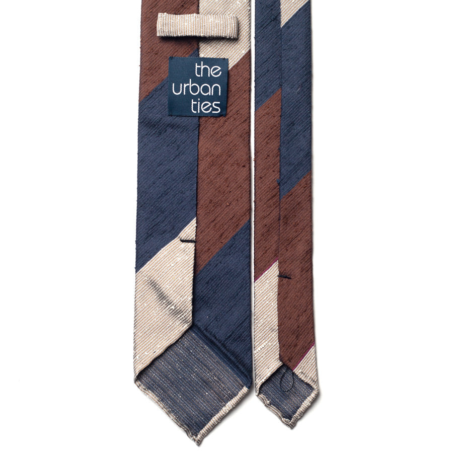 BLOCK STRIPE SHANTUNG SILK TIE