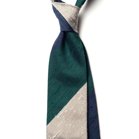 BLOCK STRIPE SHANTUNG SILK TIE