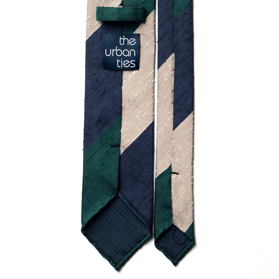 BLOCK STRIPE SHANTUNG SILK TIE