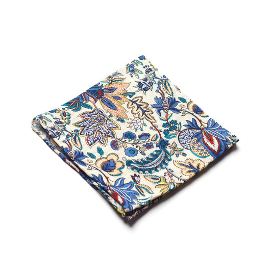 FLORAL SILK/COTTON POCKET SQUARE