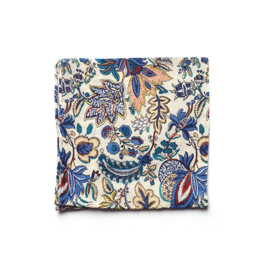 FLORAL SILK/COTTON POCKET SQUARE