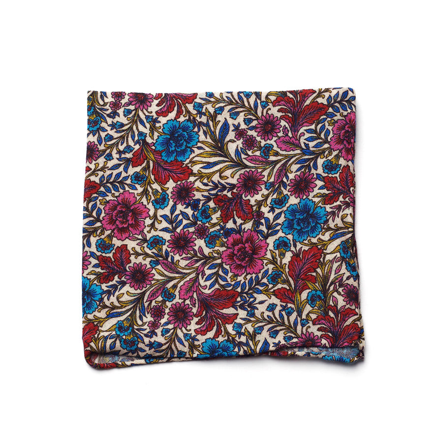 FLORAL SILK/COTTON POCKET SQUARE