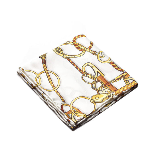 EQUESTRIAN MOTIF SILK POCKET SQUARE