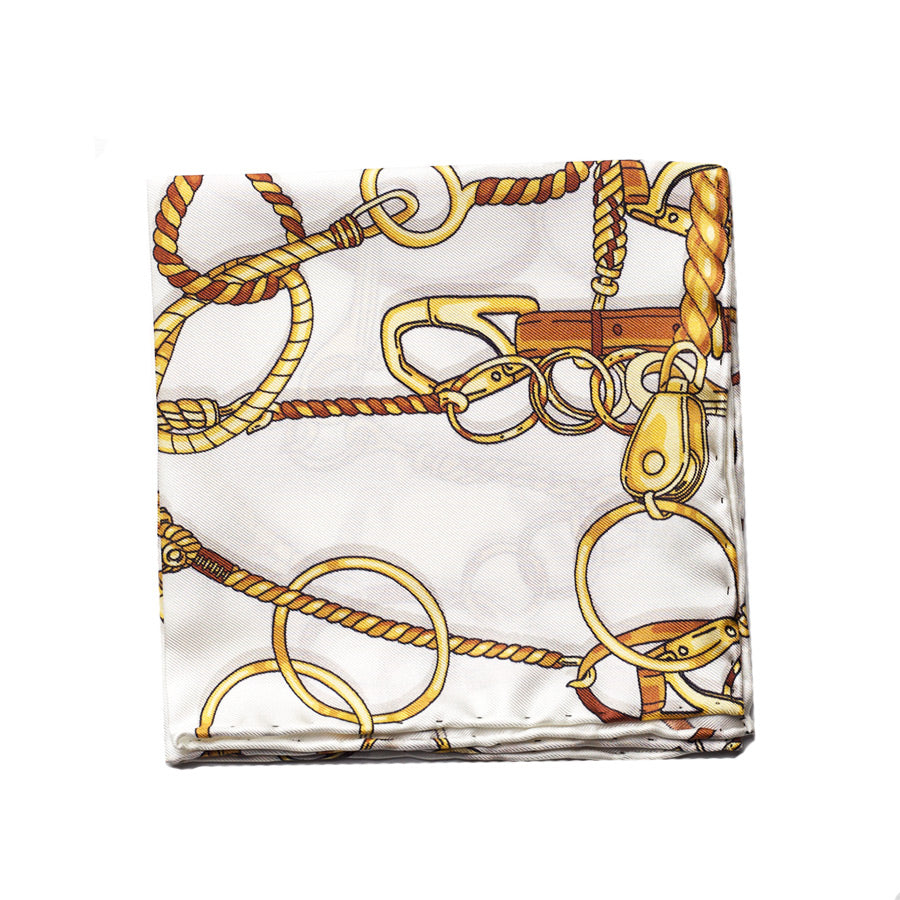 EQUESTRIAN MOTIF SILK POCKET SQUARE