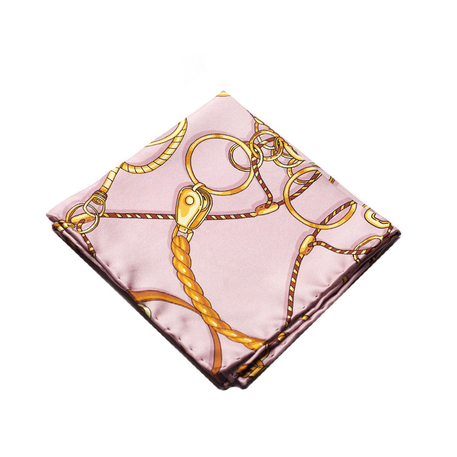 EQUESTRIAN MOTIF SILK POCKET SQUARE