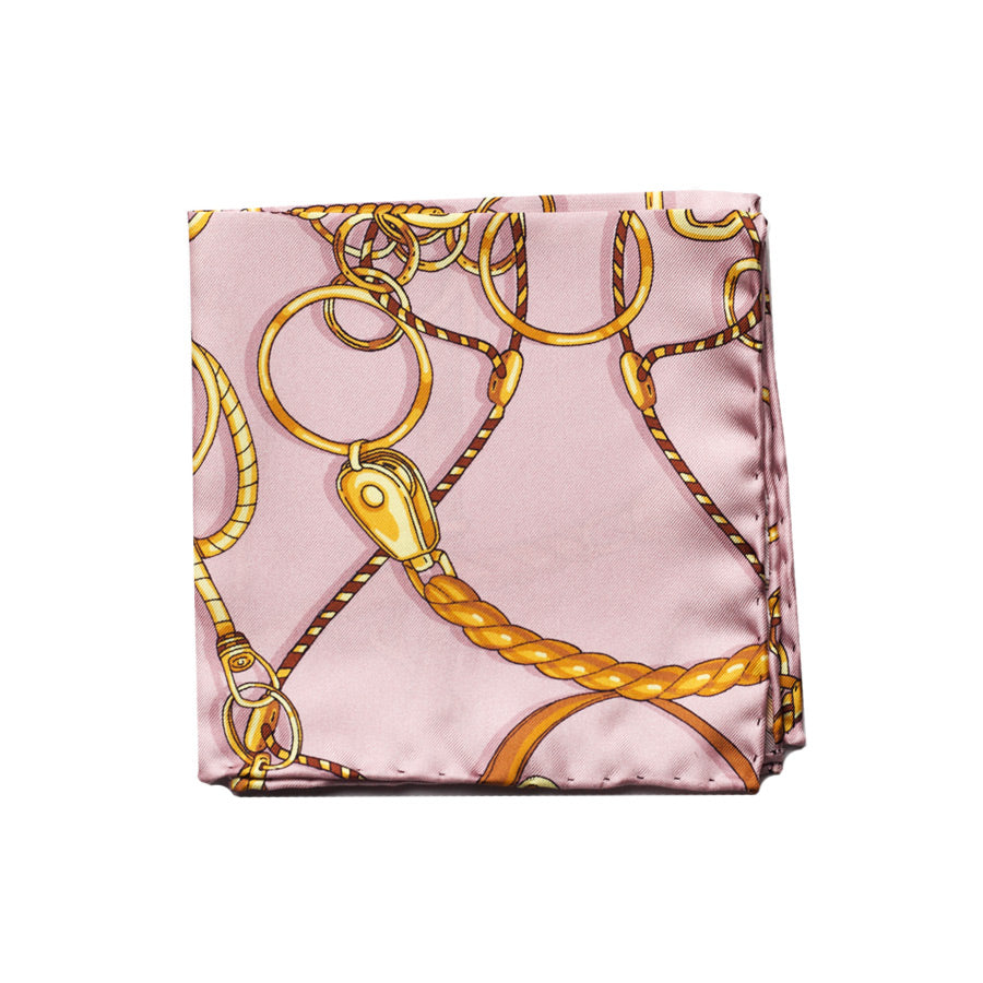 EQUESTRIAN MOTIF SILK POCKET SQUARE