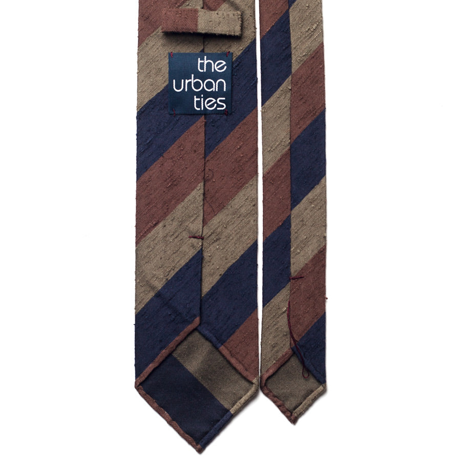 BLOCK STRIPE SHANTUNG SILK TIE