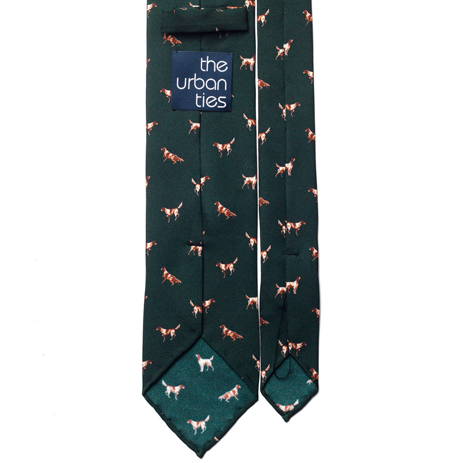 HUNTING DOG PRINT SILK TIE