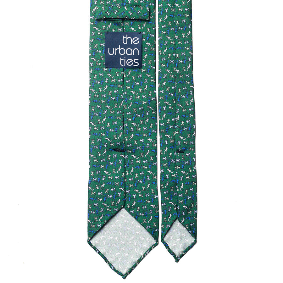 GECKO MICROPATTERN PRINT SILK TIE