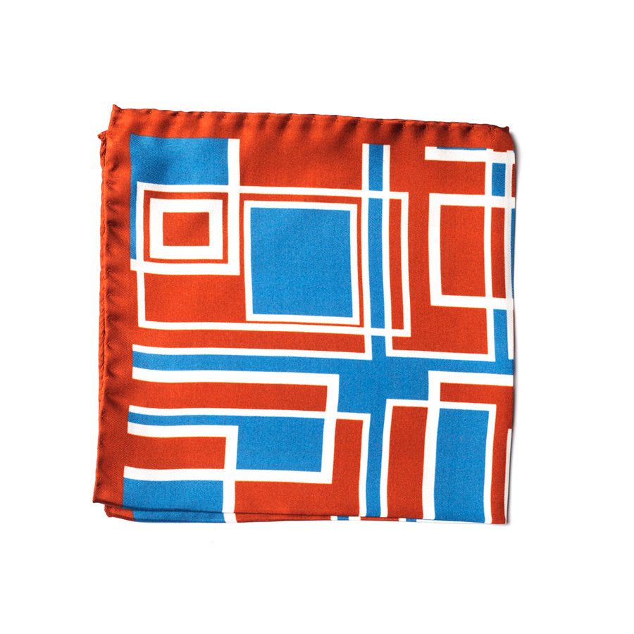 VINTAGE GEOMETRIC SILK POCKET SQUARE