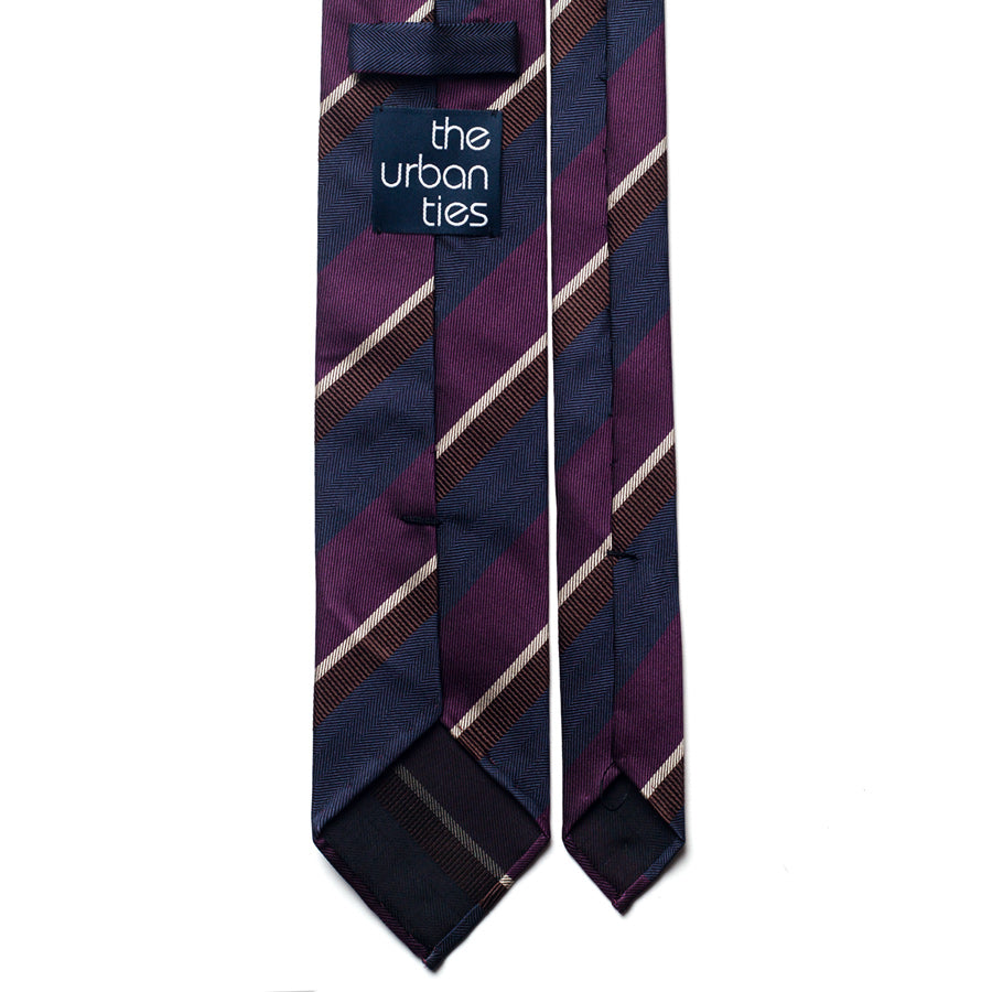 repp stripe silk tie – navy & burgundy – reverse view