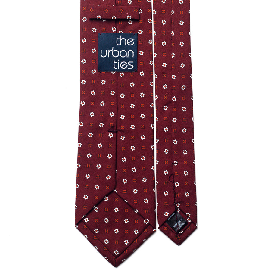 floral silk tie – burgundy & ivory – reverse view