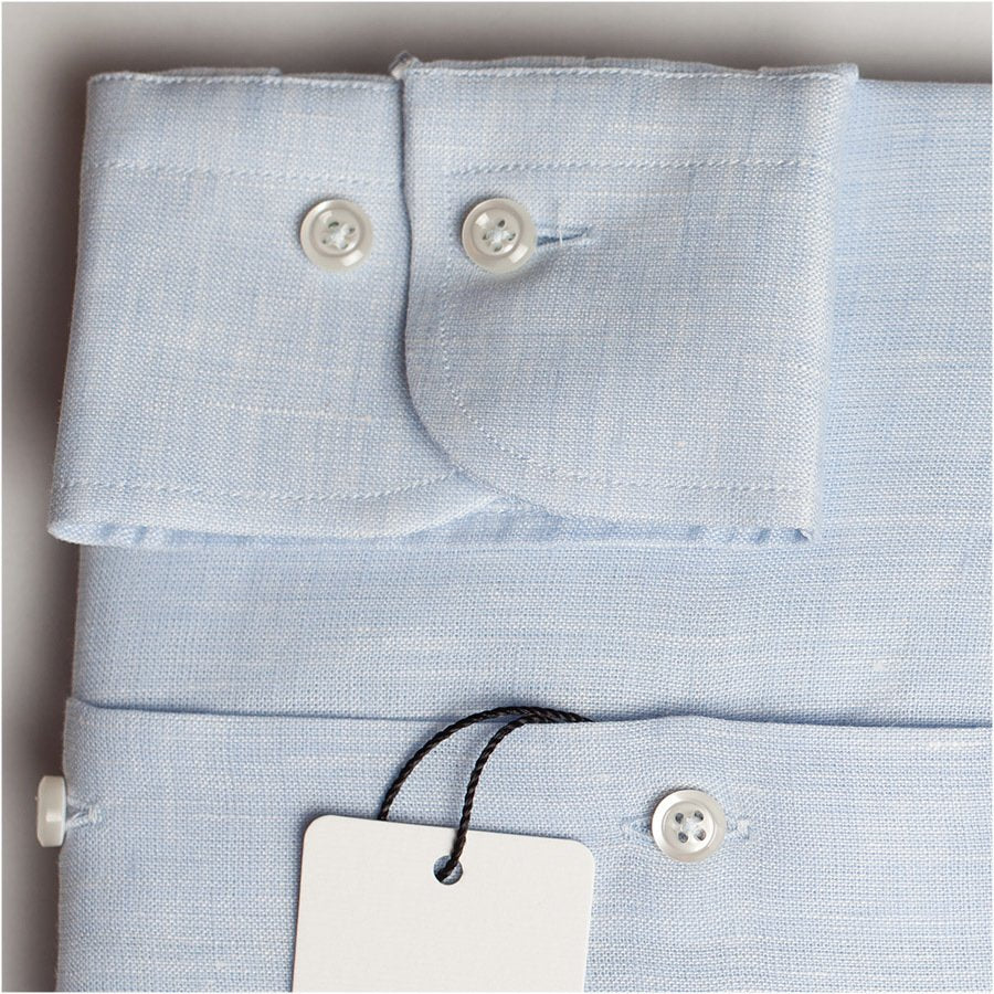 LINEN SEMI-SPREAD SHIRT - BLUE