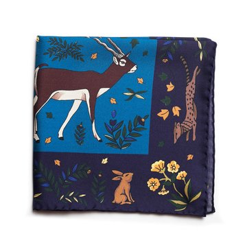 ORIENTAL MOTIF SILK POCKET SQUARE