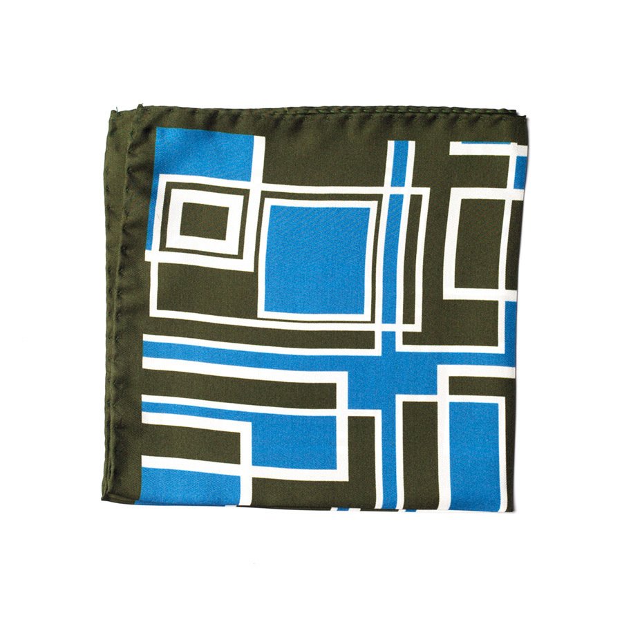VINTAGE GEOMETRIC SILK POCKET SQUARE