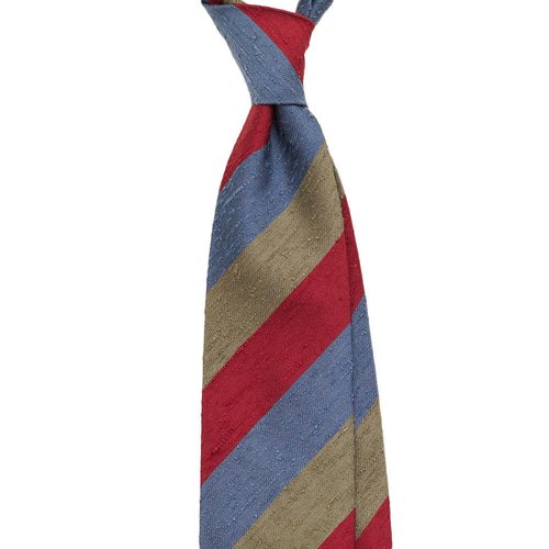 BLOCK STRIPE SHANTUNG SILK TIE