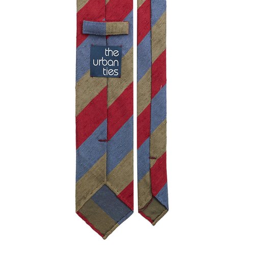 BLOCK STRIPE SHANTUNG SILK TIE
