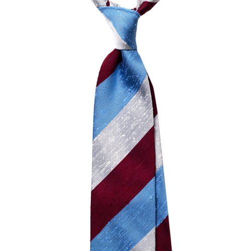 BLOCK STRIPE SHANTUNG SILK TIE