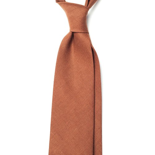 HANDROLLED LINEN TIE - BROWN