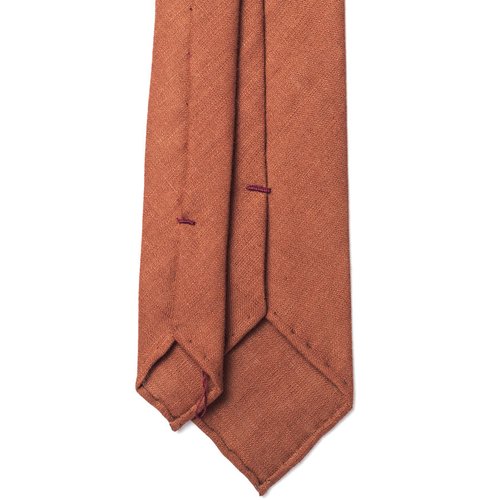 HANDROLLED LINEN TIE - BROWN