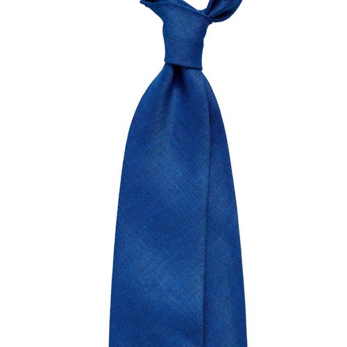 HANDROLLED LINEN TIE - NAVY