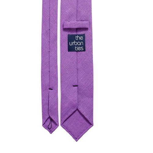 HANDROLLED LINEN TIE - PURPLE