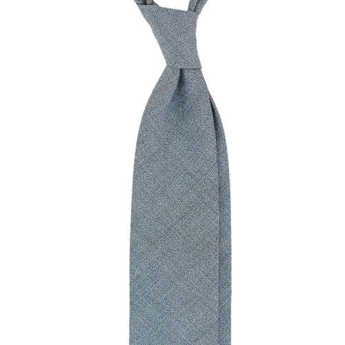 HANDROLLED WOOL/SILK TIE BLUE