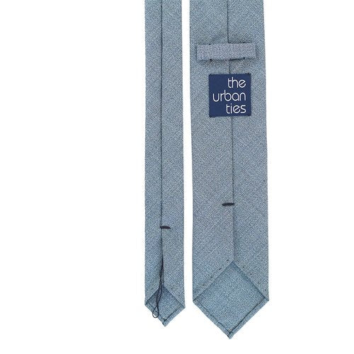 HANDROLLED WOOL/SILK TIE BLUE
