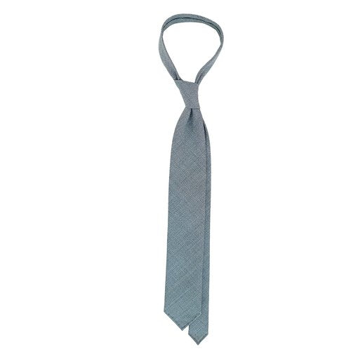 HANDROLLED WOOL/SILK TIE BLUE