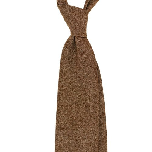 HANDROLLED WOOL/SILK TIE BROWN