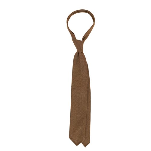 HANDROLLED WOOL/SILK TIE BROWN