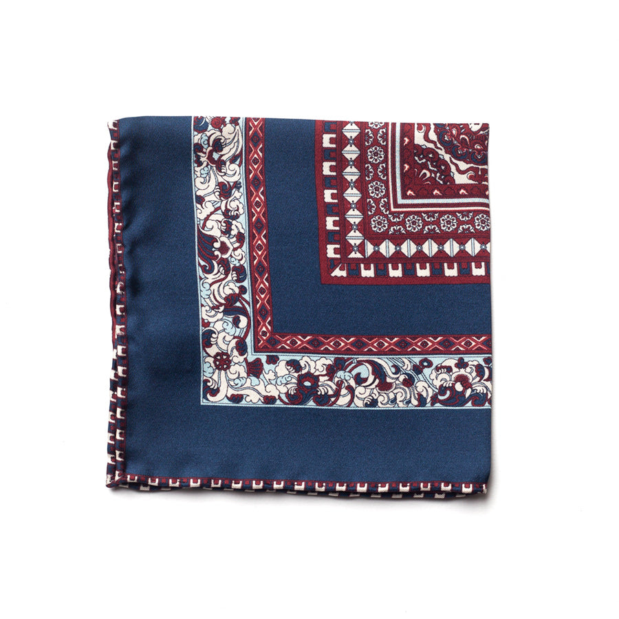 ARABESQUE BORDER SILK POCKET SQUARE