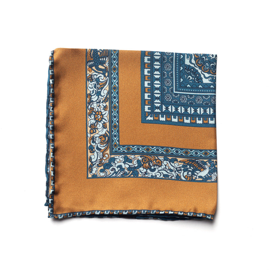 ARABESQUE BORDER SILK POCKET SQUARE