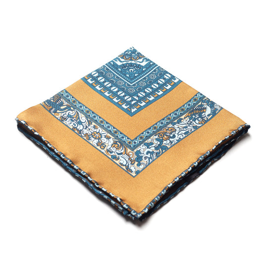 ARABESQUE BORDER SILK POCKET SQUARE