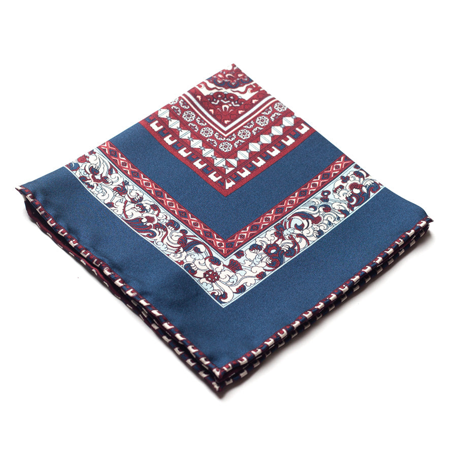 ARABESQUE BORDER SILK POCKET SQUARE