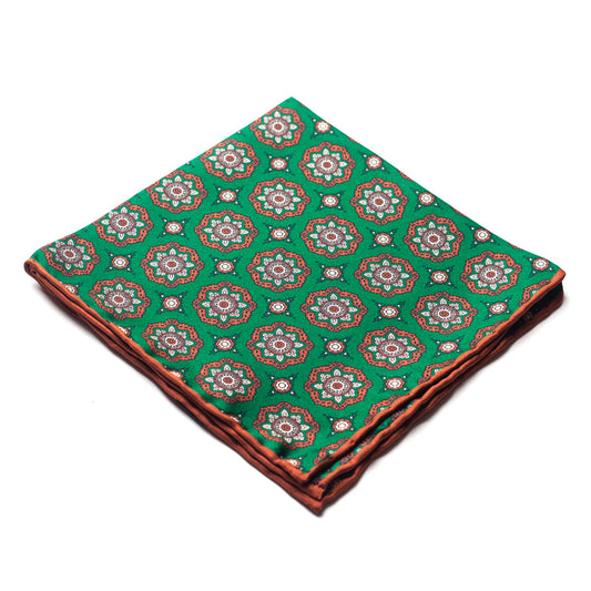 VINTAGE MEDALLION SILK POCKET SQUARE