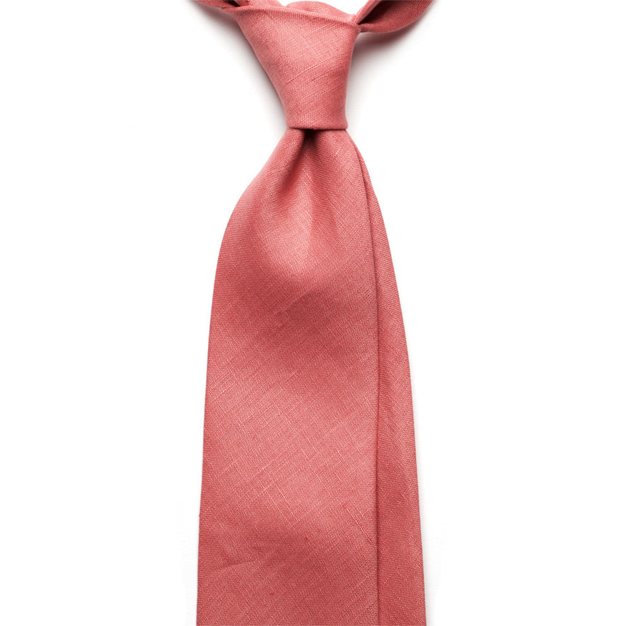 SALMON PINK LINEN TIE