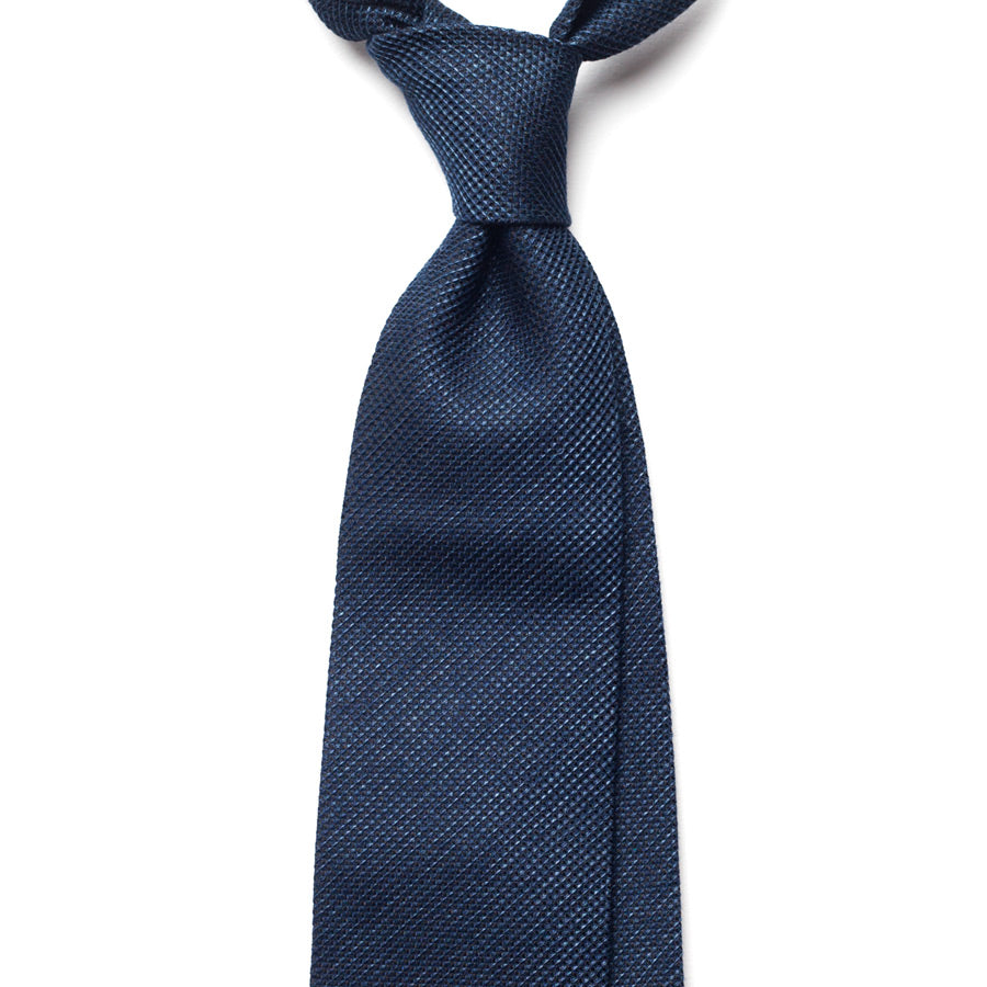 PLAIN NAVY WOOL/SILK TIE