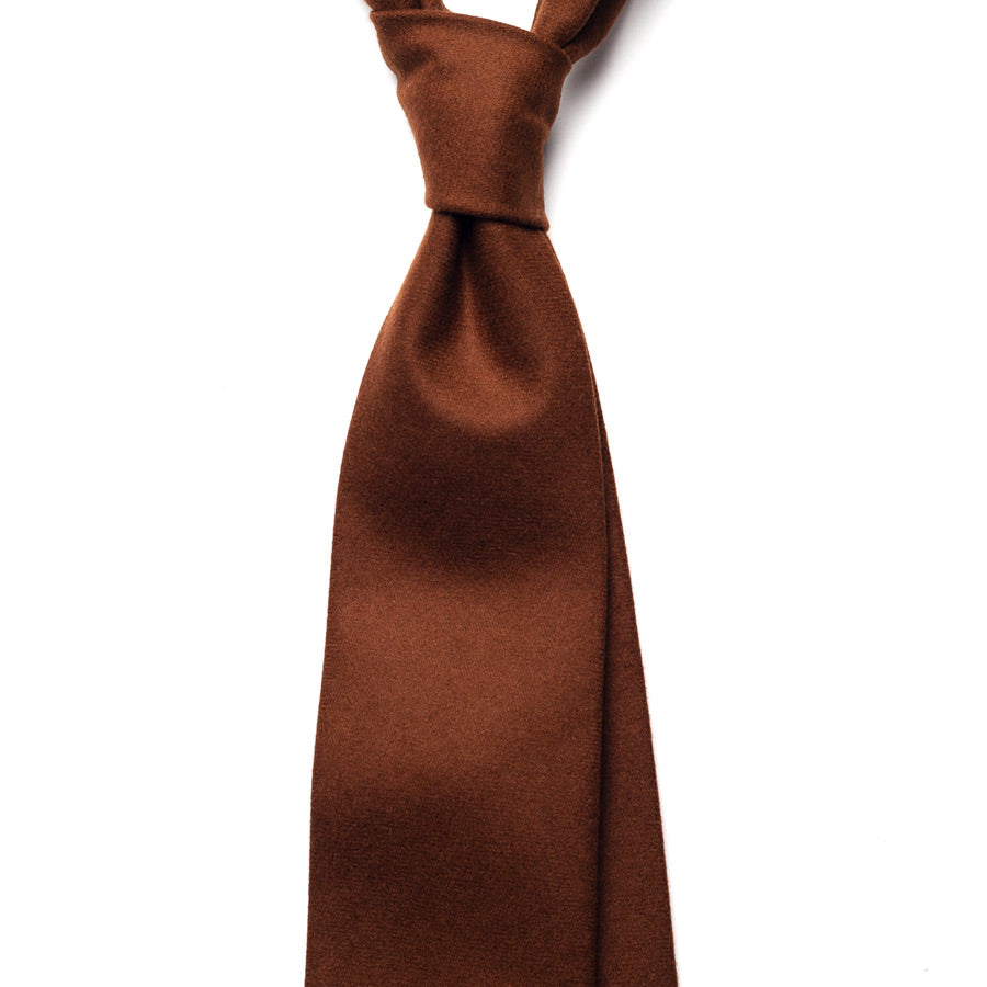 SOLID WOOL TIE - BROWN