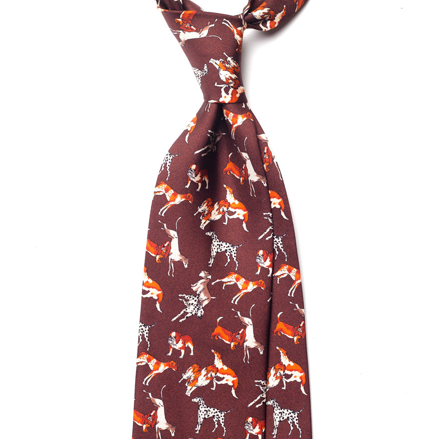 HUNTING DOG PRINT SILK TIE