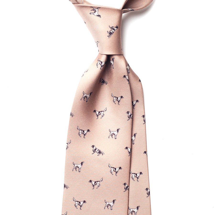 HUNTING DOG PRINT SILK TIE