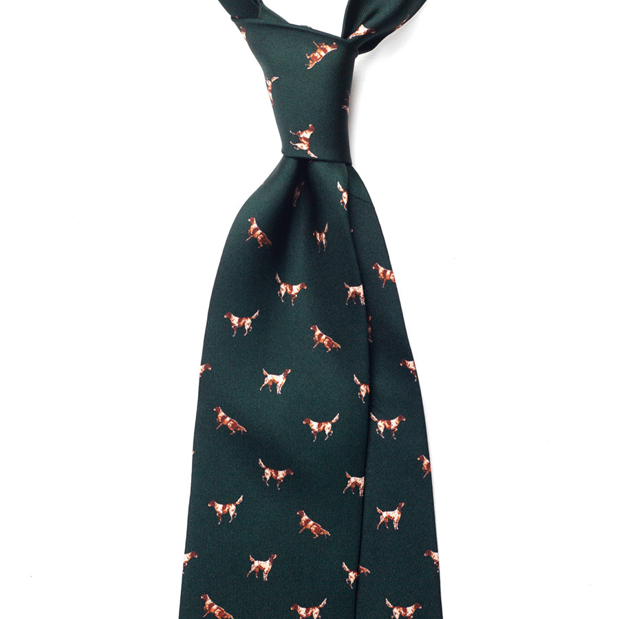 HUNTING DOG PRINT SILK TIE