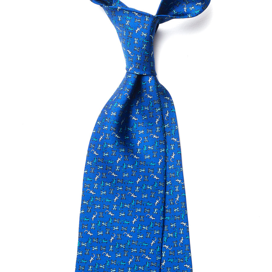 GECKO MICROPATTERN PRINT SILK TIE
