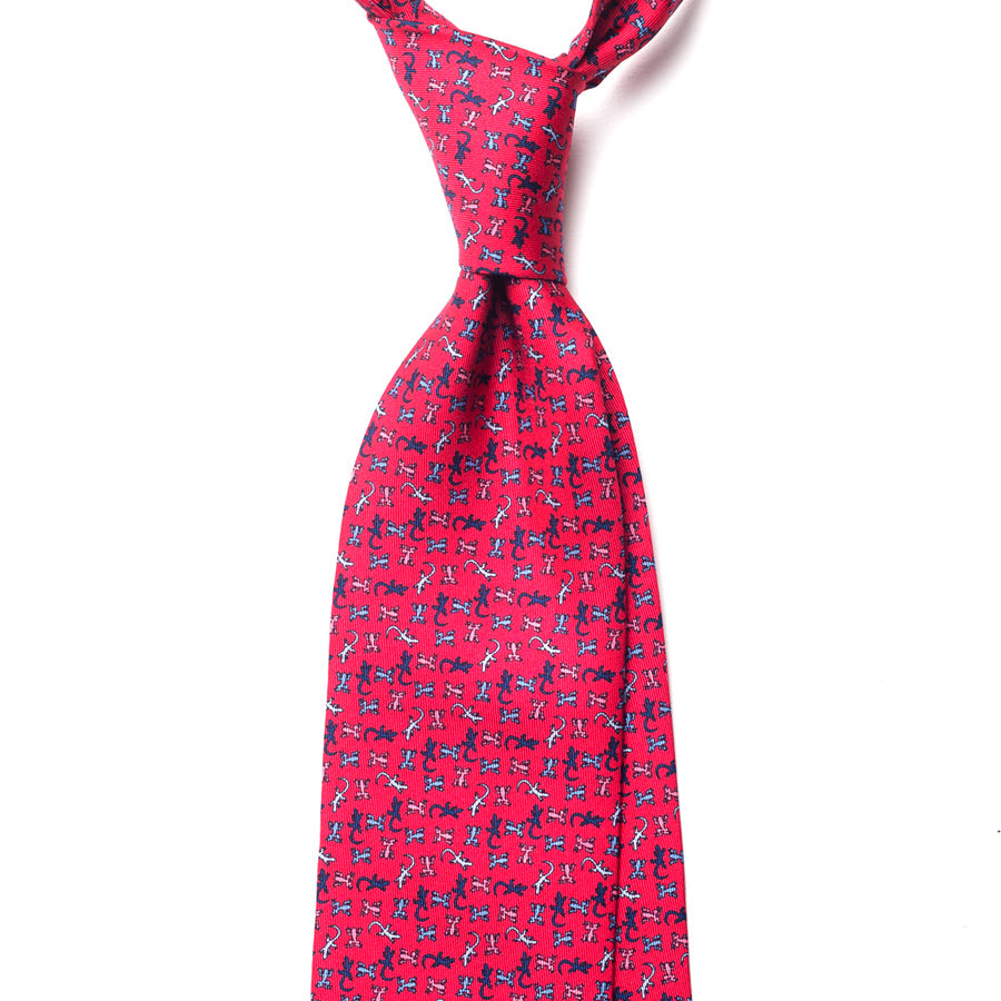 GECKO MICROPATTERN PRINT SILK TIE